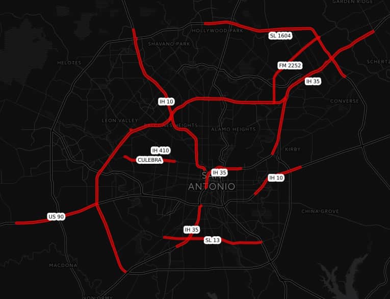 San Antonio Dangerous Highways Map